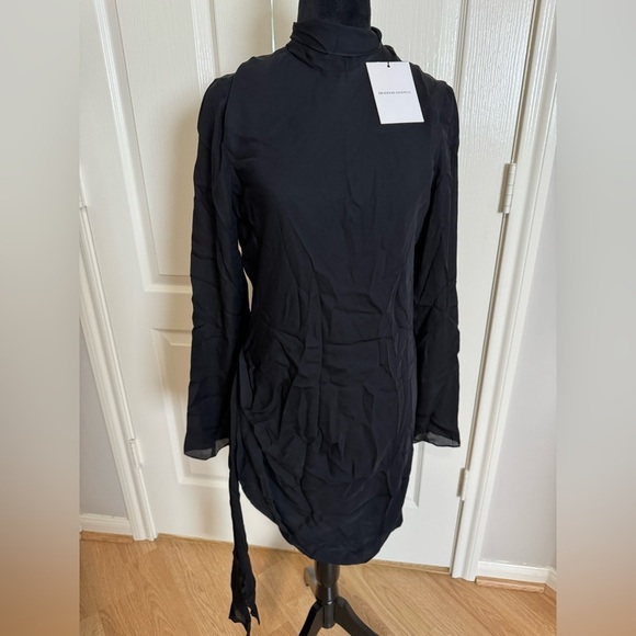 BRANDON MAXWELL $1395 Raina Mini Scarf Neck Draped 100% Silk LBD Dress NWT - Picture 11 of 16